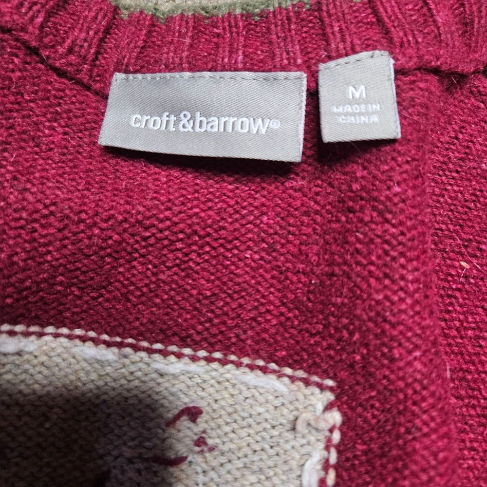 Vintage Croft & Barrow Medium Zip Up Rami Ugly Christmas Cardigan Sweater - Picture 5 of 6
